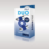 Zolo Rechargeable Duo Vibrating C-Ring - Dual Size for Ultimate Pleasure Blue Cock Rings Vibrating